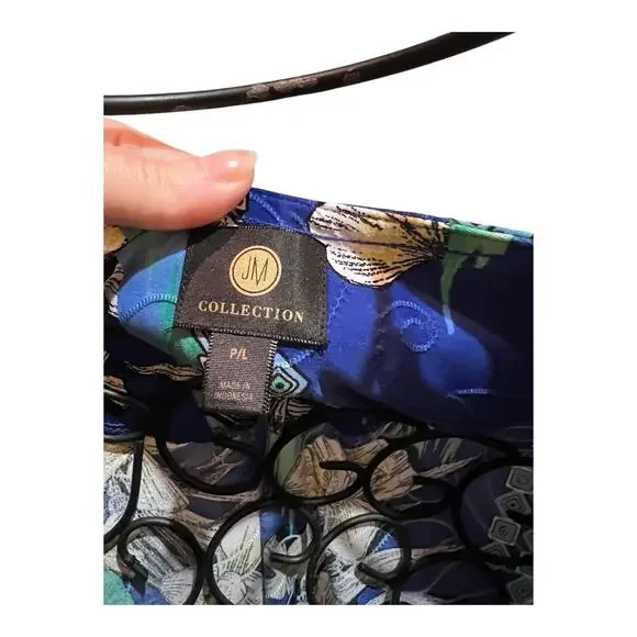 JM Collection Multicolor Womens Textured Floral Travel Blouse Sz P/L - Picture 6 of 10